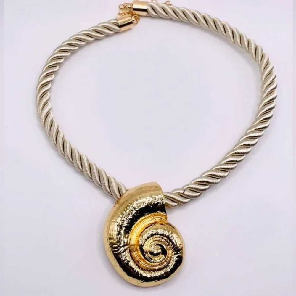 Gold Snail Shell Rope Necklace - Picture 4 of 5